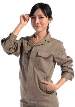 hz-cqwy-064驼色长袖纯棉工作服