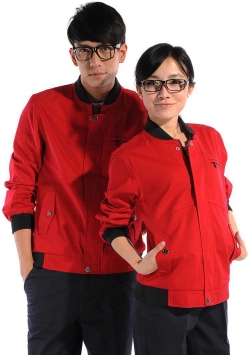 hz-cqwy-068红色长袖纯棉工作服